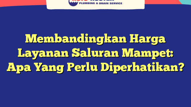 Membandingkan Harga Layanan Saluran Mampet: Apa Yang Perlu Diperhatikan?